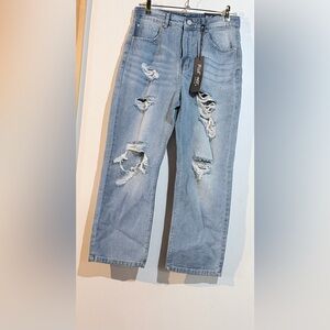 Women’s Light Blue Distressed Jeans
